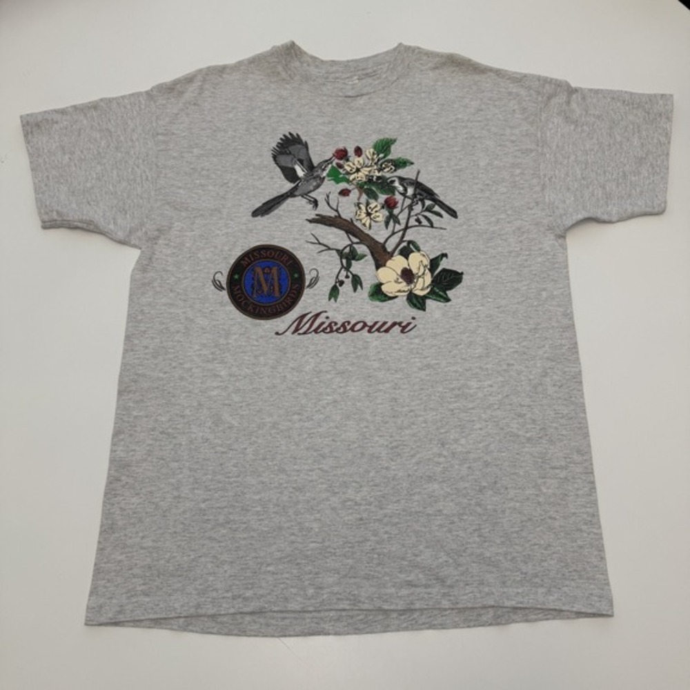 Anvil Missouri Mockingbirds Grey Cotton Blend Graphic T-Shirt Mens XL